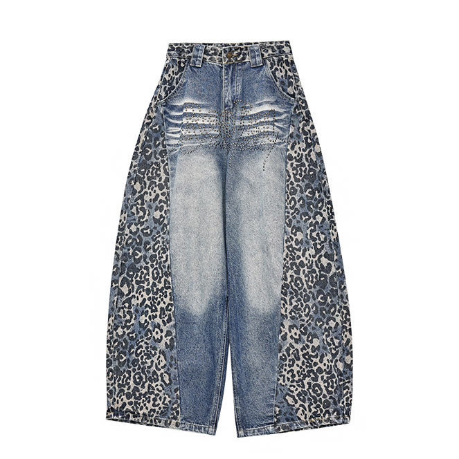 Vintage Leopard Print Wide Leg Jeans - image 6