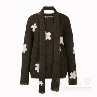 Floral Crew Neck Knit Sweater - image 7