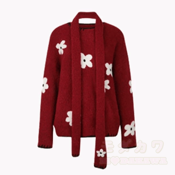 Floral Crew Neck Knit Sweater - image 3