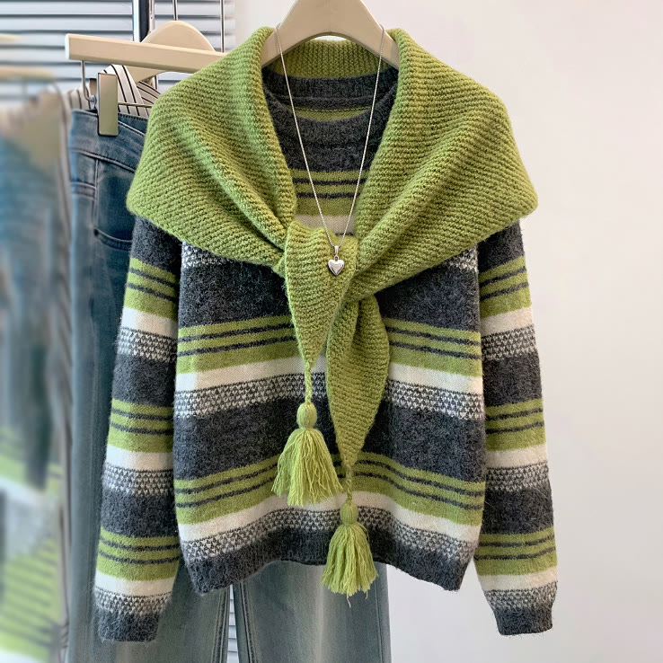 Vintage Triangle Scarf Knit Top - image 2