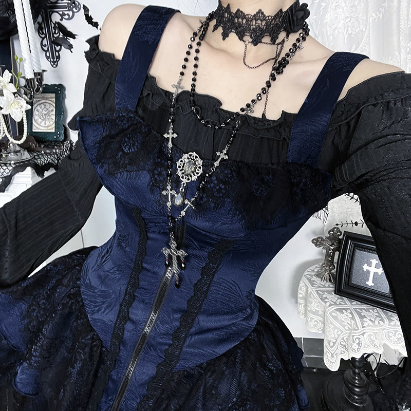 Gothic Lace Square Neck Dress and Top Two Pieces Set - image 2
