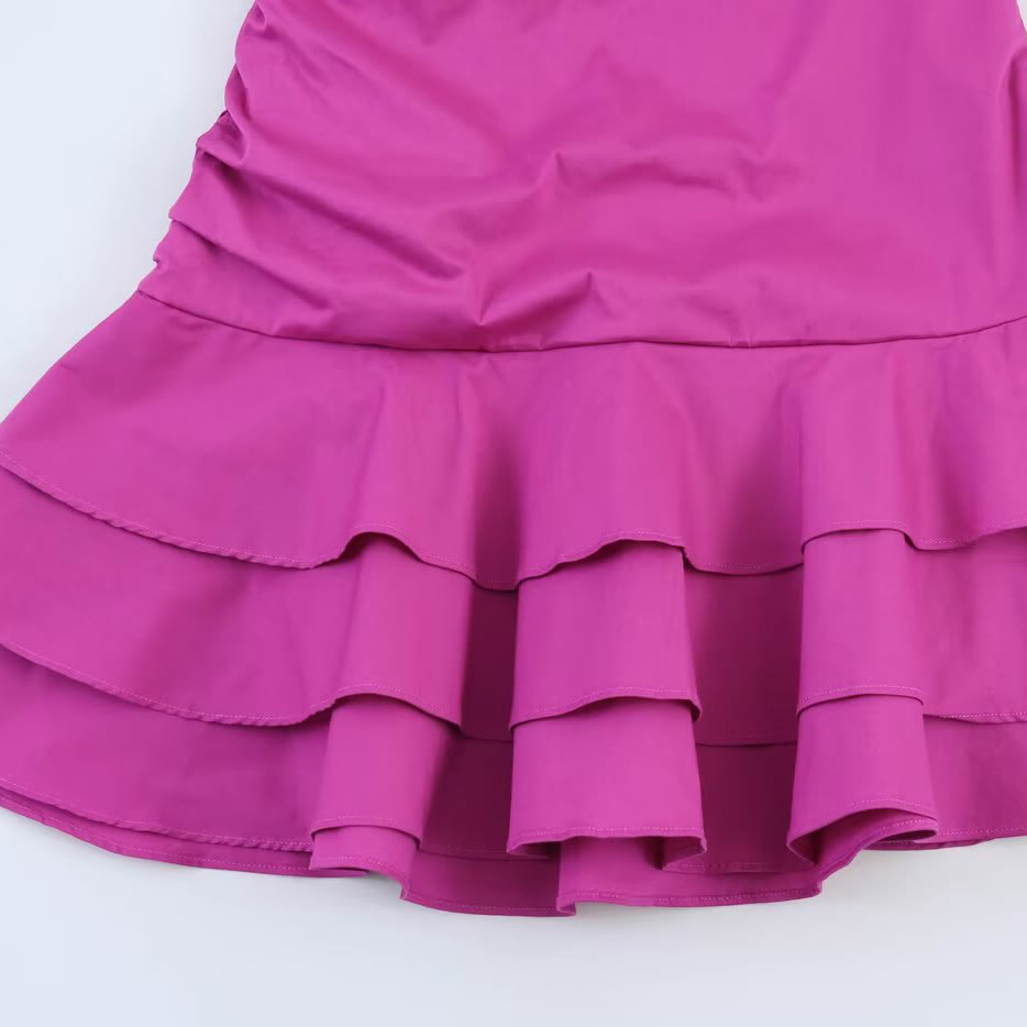 Backless Layered Halter Neck Dress - image 5