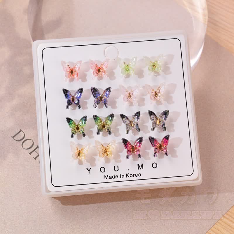 Resin Crystal Stud Earrings - Butterfly - One Size - image 1