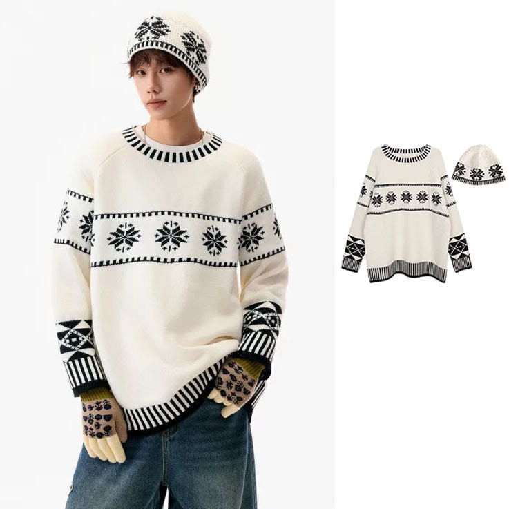 Fair Isle Knit Sweater with Hat Included - image 2