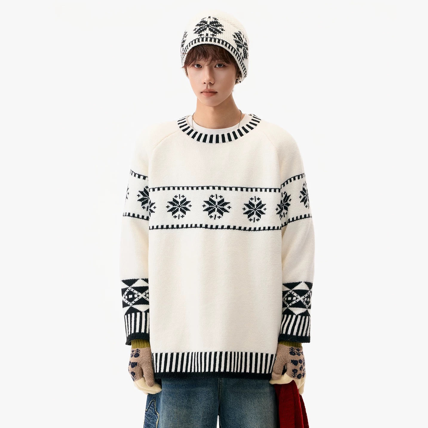 Fair Isle Knit Sweater with Hat Included - image 4