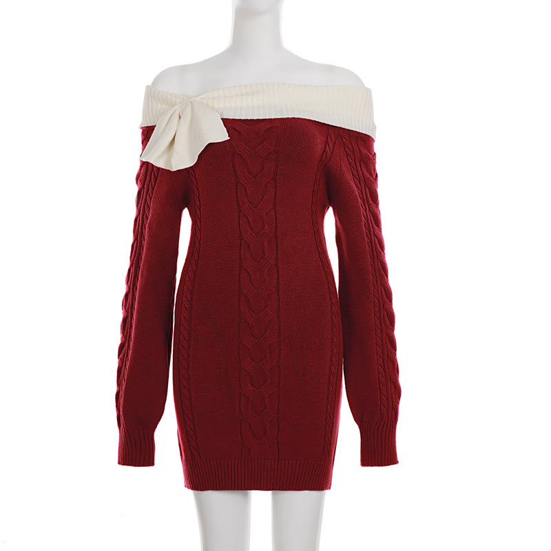 Off Shoulder Bow Bodycon Dress - image 7