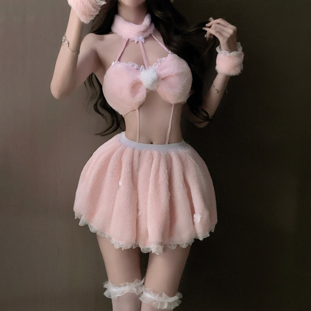 Pink Plush Bunny Girl Lingerie - image 1