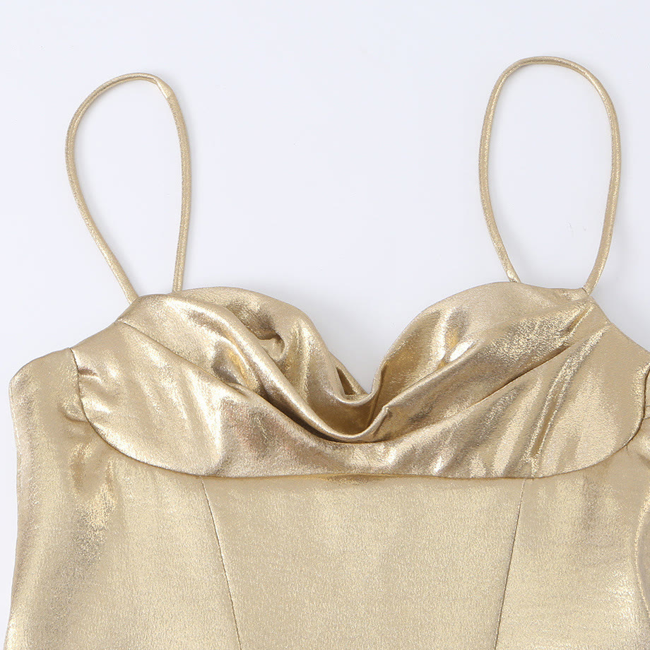 Chic Metallic Bustier Dress - image 7