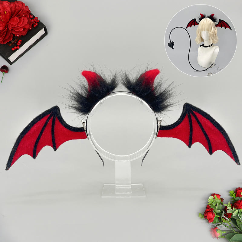 Halloween Devil Animal Ears Headband and Tail - Red Headband - One Size - image 2