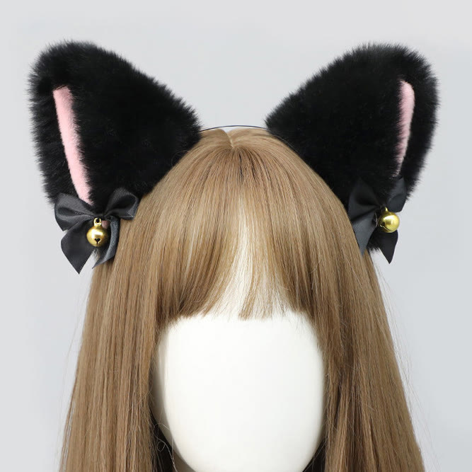 Halloween Furry Bow Animal Ears Headband and Tail - image 3