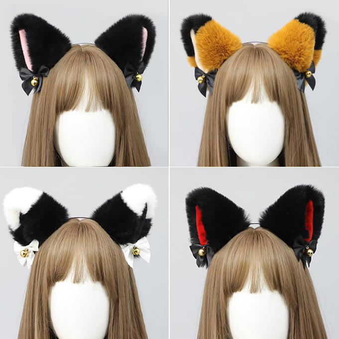 Halloween Furry Bow Animal Ears Headband and Tail - image 1