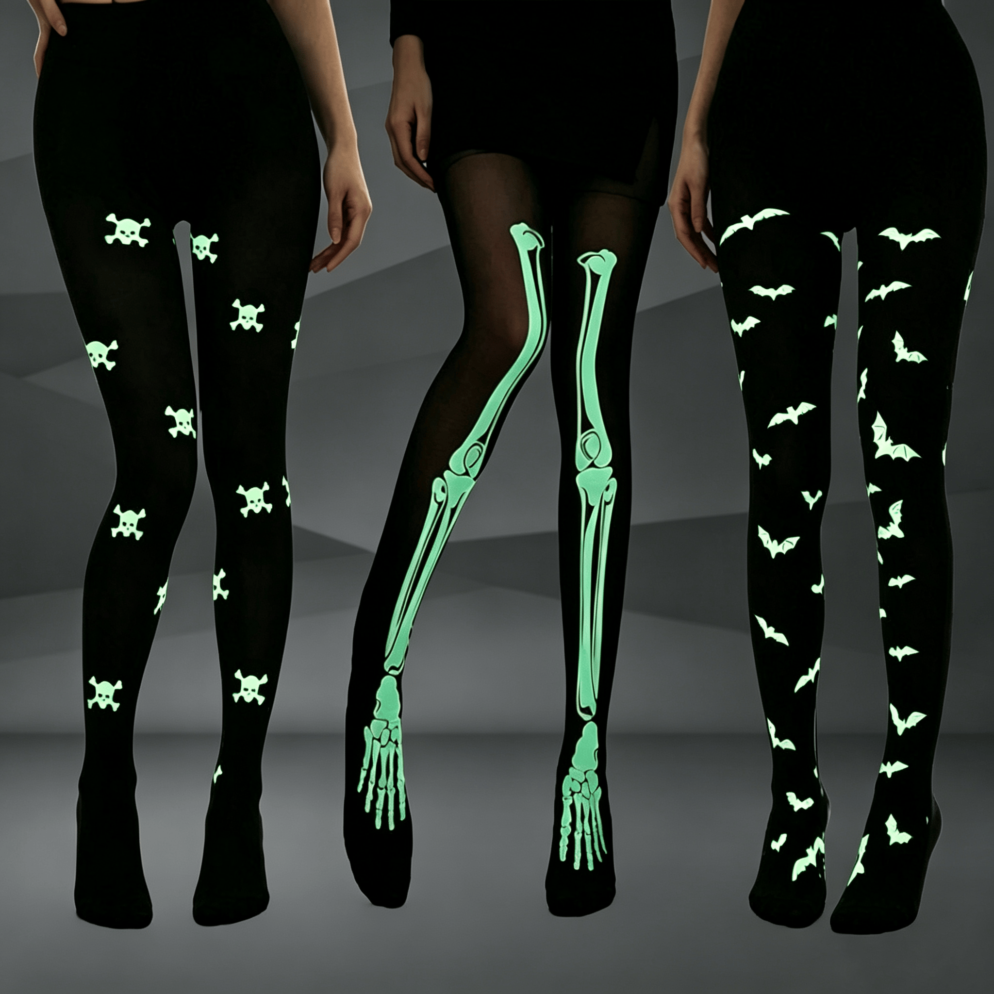 Halloween Glow-in-the-Dark Bone Tights - image 1