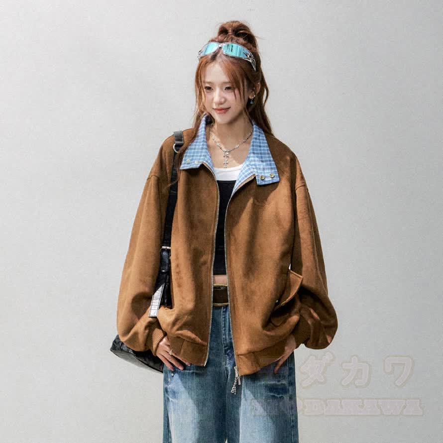 Vintage Plaid Patchwork Jacket and Cargo Pants Two Pieces Set - image 6