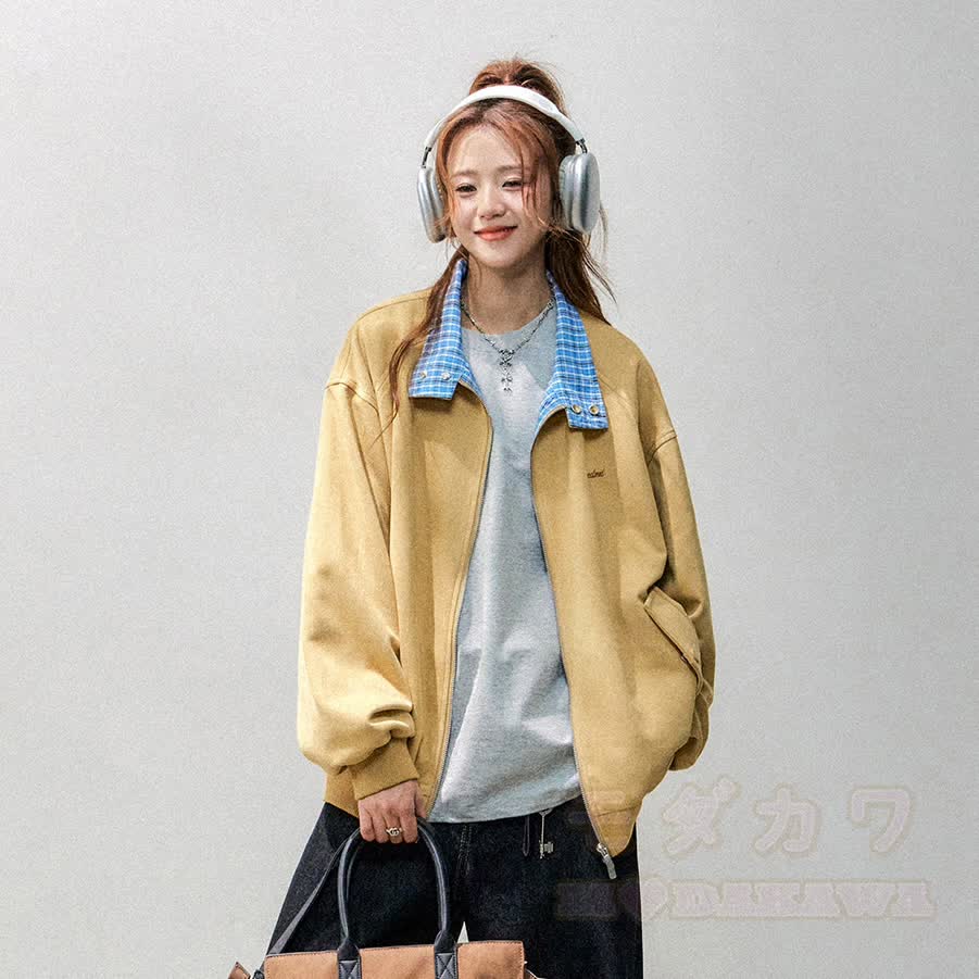 Vintage Plaid Patchwork Jacket and Cargo Pants Two Pieces Set - Yellow Top - 2XL - image 2
