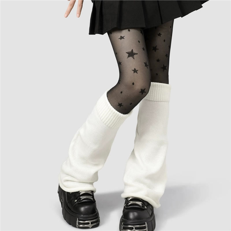 Knit Flare Leg Warmers Socks - White - One Size - image 2