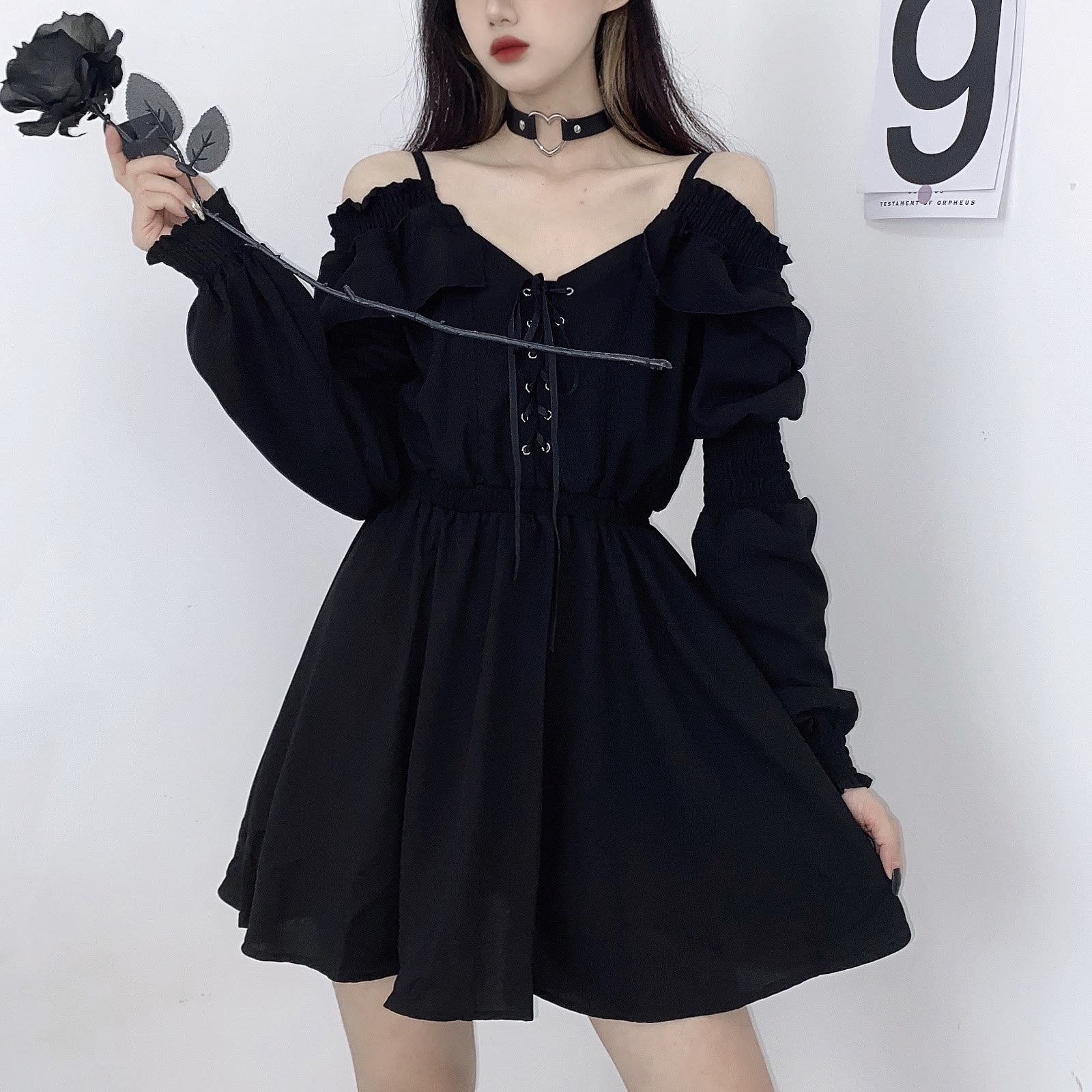 Chic Dark Gothic Cami Dress - image 2