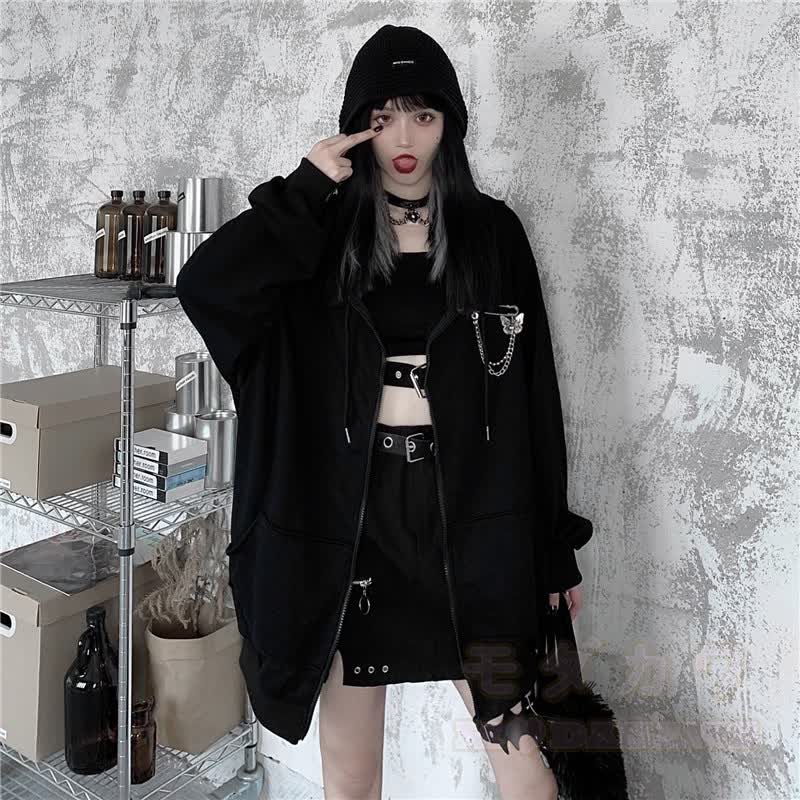 Dark Gothic Little Devil Hooded Hoodie Jacket - image 2