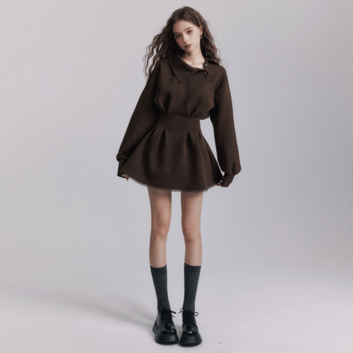 One Shoulder Long Sleeve Hoodie Dress - image 8