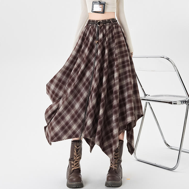 Knit Sweater and Plaid Skirt Two Pieces Set - Skirt - 4XL - image 4