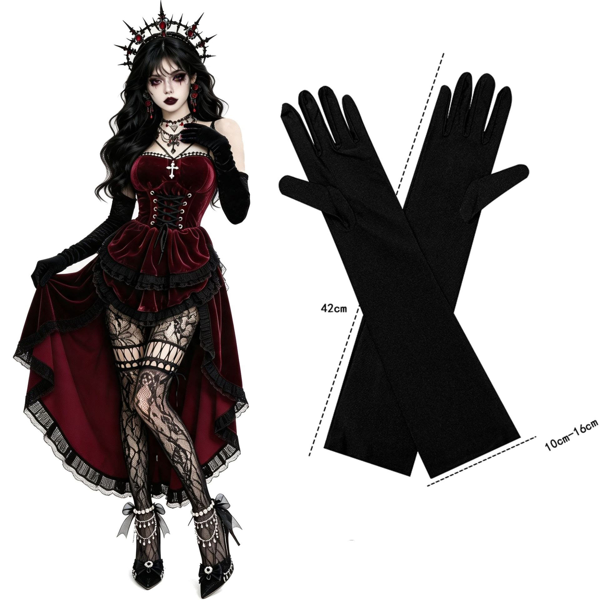 Halloween Gothic Red Costume Dress - Dress+Gloves - 2XL - image 4