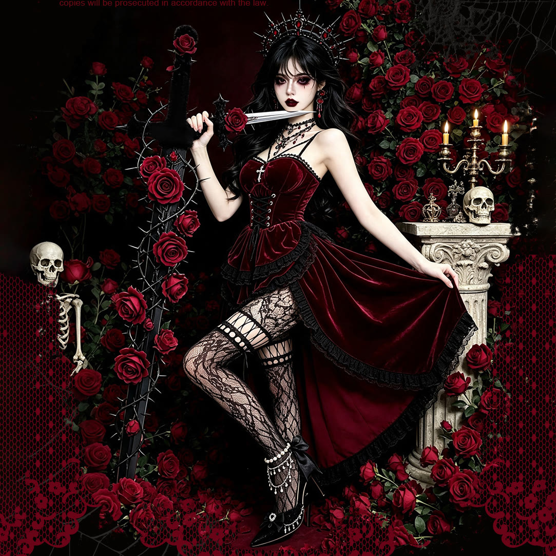 Halloween Gothic Red Costume Dress - image 2