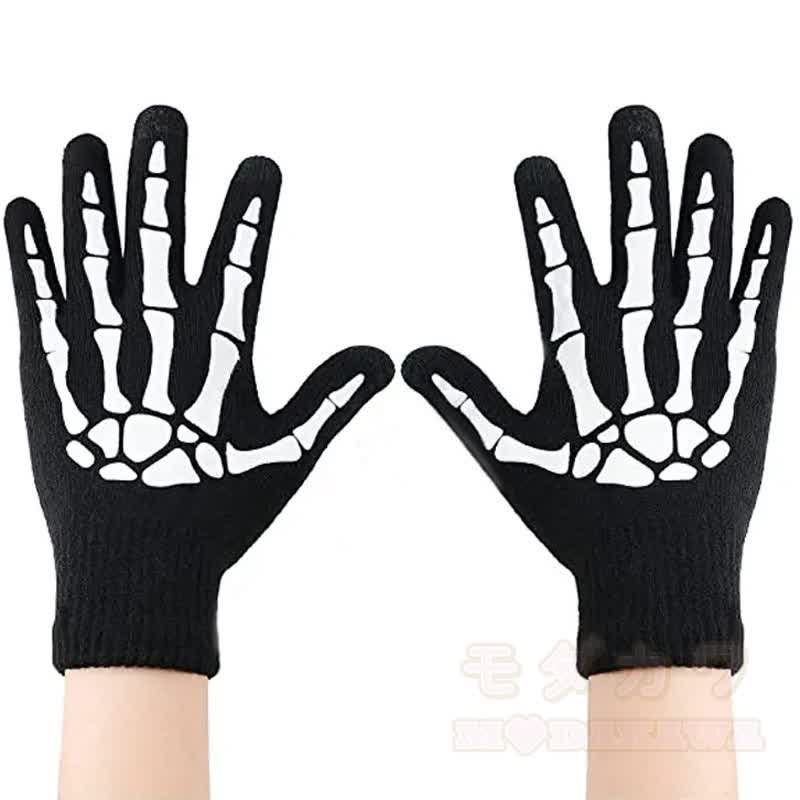 Halloween Glow-in-the-Dark Skull Hat and Gloves Set - Gloves - One Size - image 2