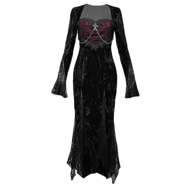 Halloween Dark Gothic Lace Dress - image 2
