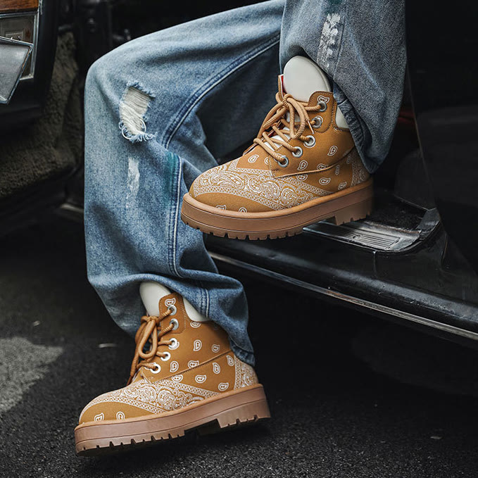 Paisley Platform Combat Boots - image 1