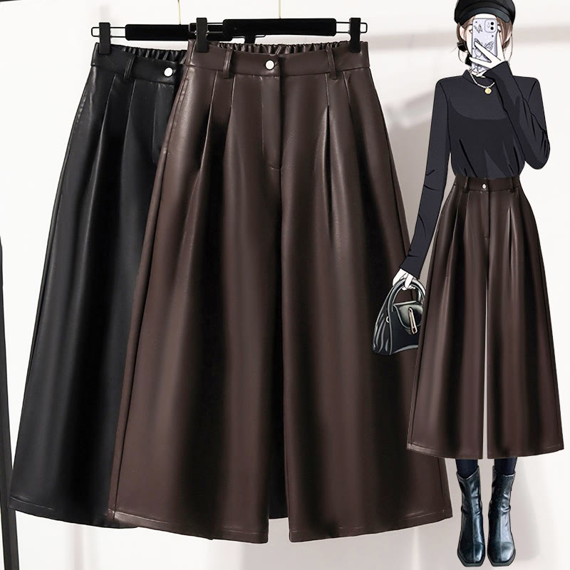 Plus Size Faux Leather Capri Pants - image 1