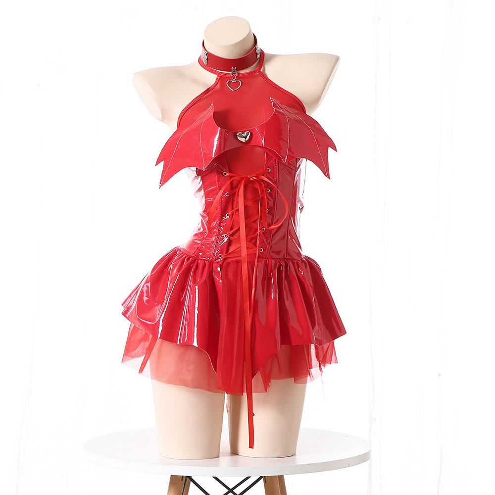 Sexy Witch Little Devil Sheer Lingerie - Red Lingerie+Chocker+Thong - L - image 5