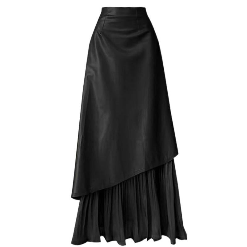 Knit Sweater with Vintage Leather Skirt Two Pieces Set - image 6