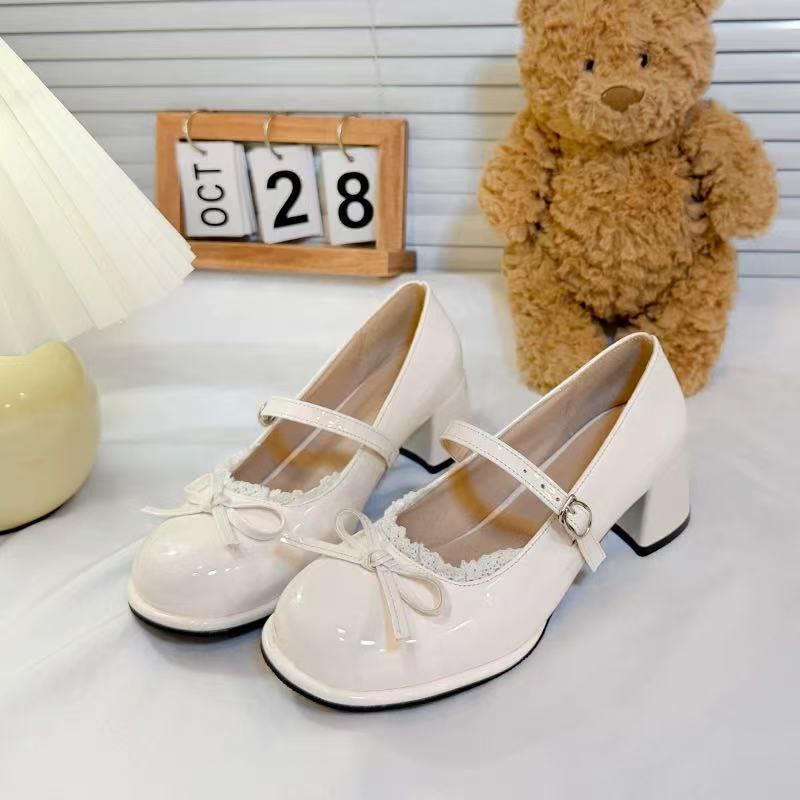 Chic Lace Trim Mary Jane Mid-Heel Shoes - image 2