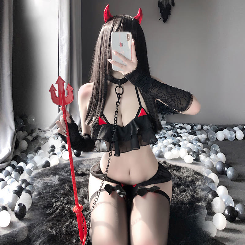 Devil Three-Piece Sexy Lingerie Set - image 1