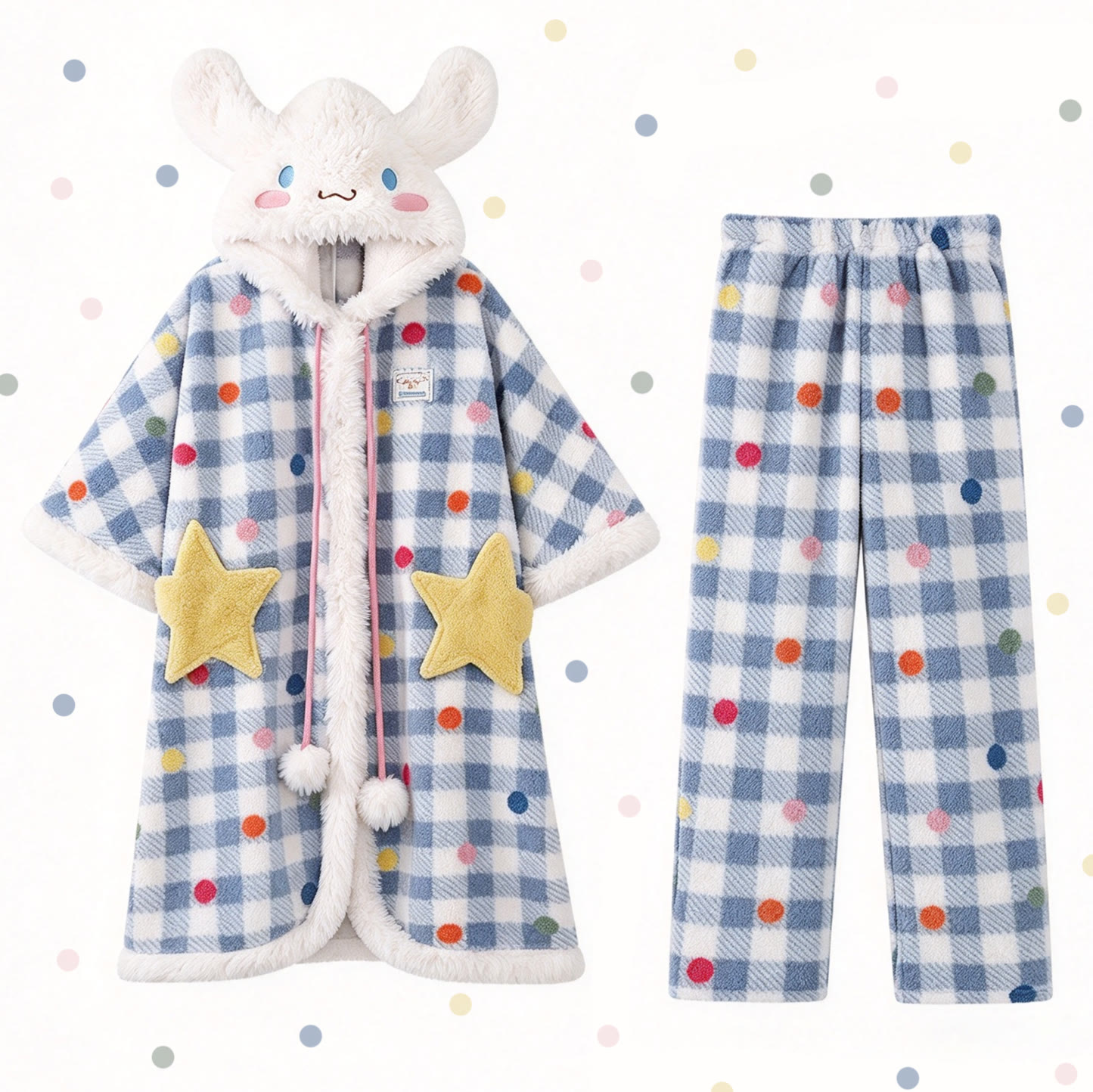Cute Cinnamoroll Hooded Pajama Robe Set - Robe+Pants - 2XL - image 1