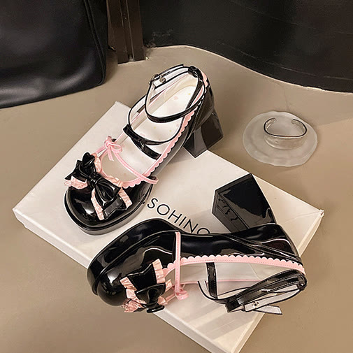 Preppy Bow Mary Jane High Heels - image 2