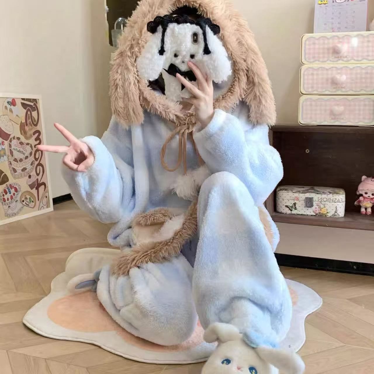Sweet Puppy Plush Hooded Pajama Set - Set - XL - image 1