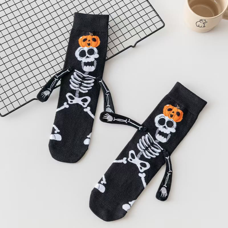 Halloween Funny Crew Socks - Skeleton Pumpkin - One Size - image 4