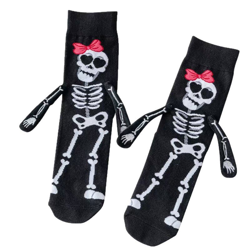 Halloween Funny Crew Socks - Skeleton Bow - One Size - image 3