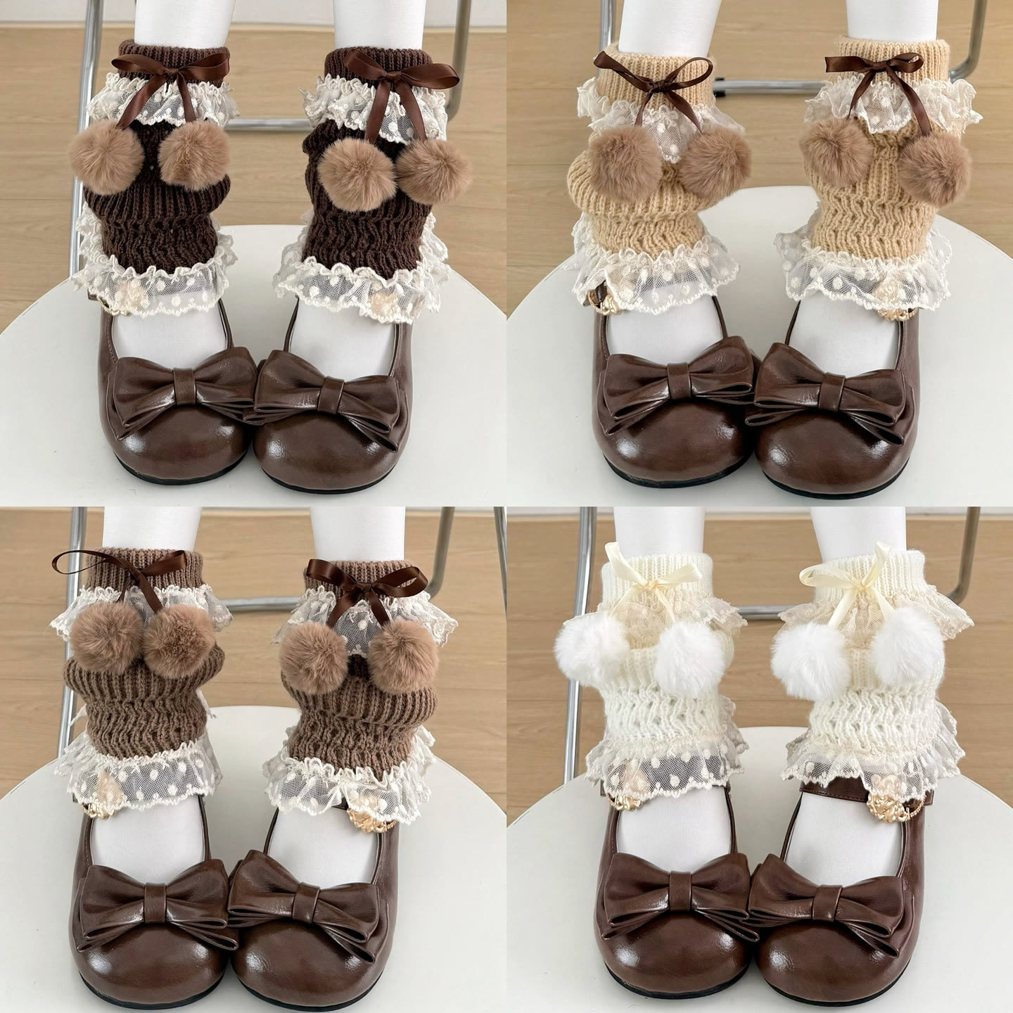 Chic Pom Pom Bow Slouch Socks - image 1