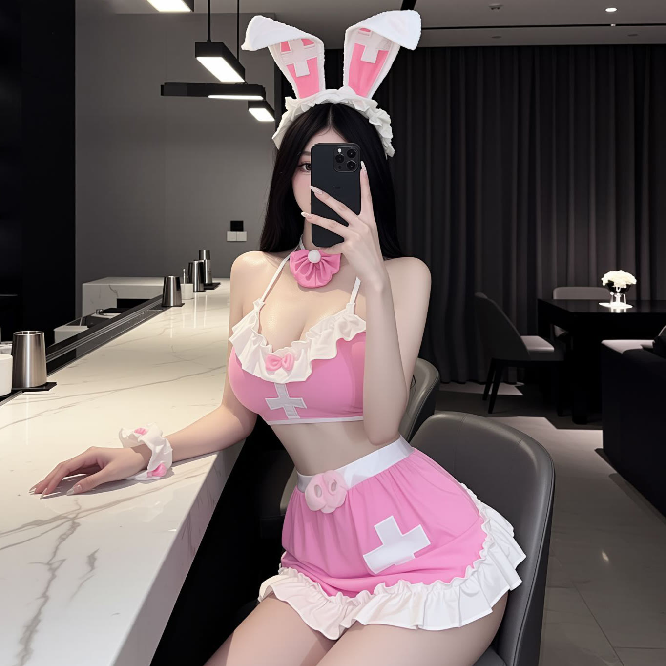 Pink Sexy Bunny Costume Lingerie - image 2