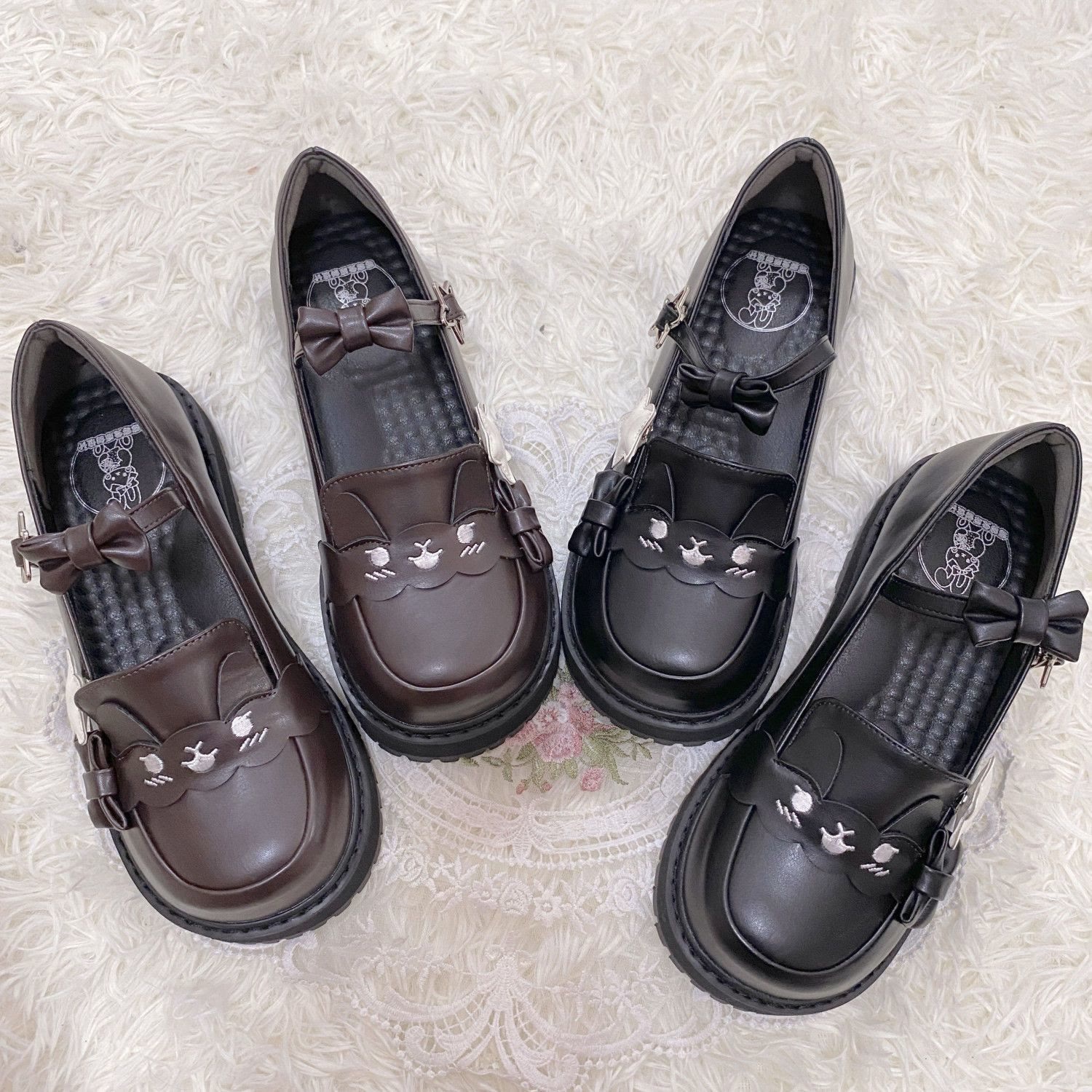 Cute Lolita Bow Platform Leather Shoes - image 2