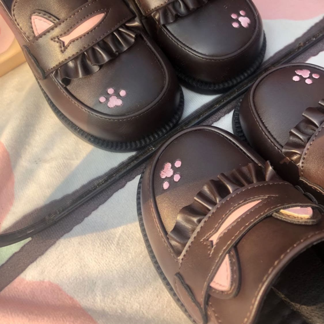 Preppy Cat Paw Lolita Leather Shoes - image 2