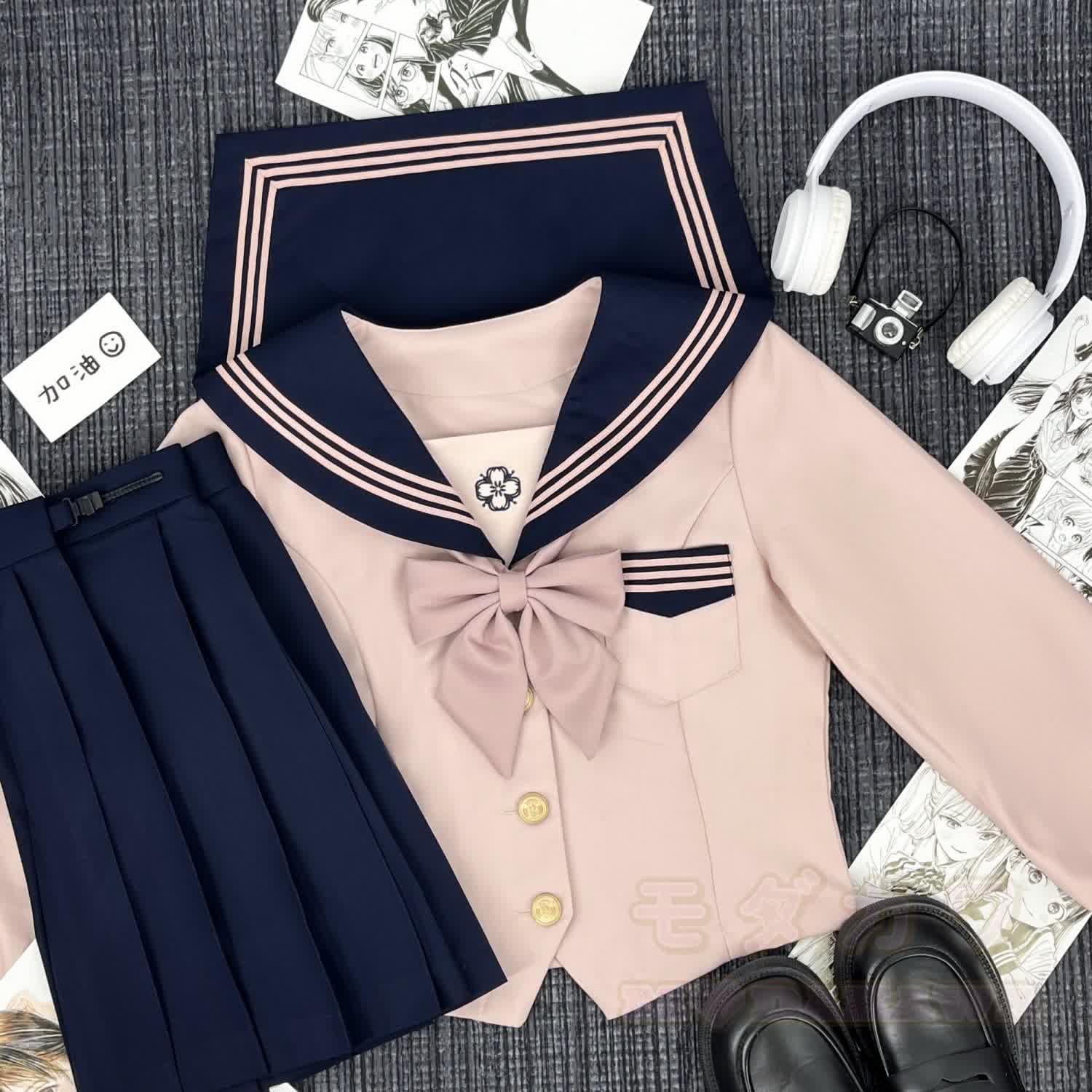 Pink JK Sailor Uniform Two Pieces Set - image 1