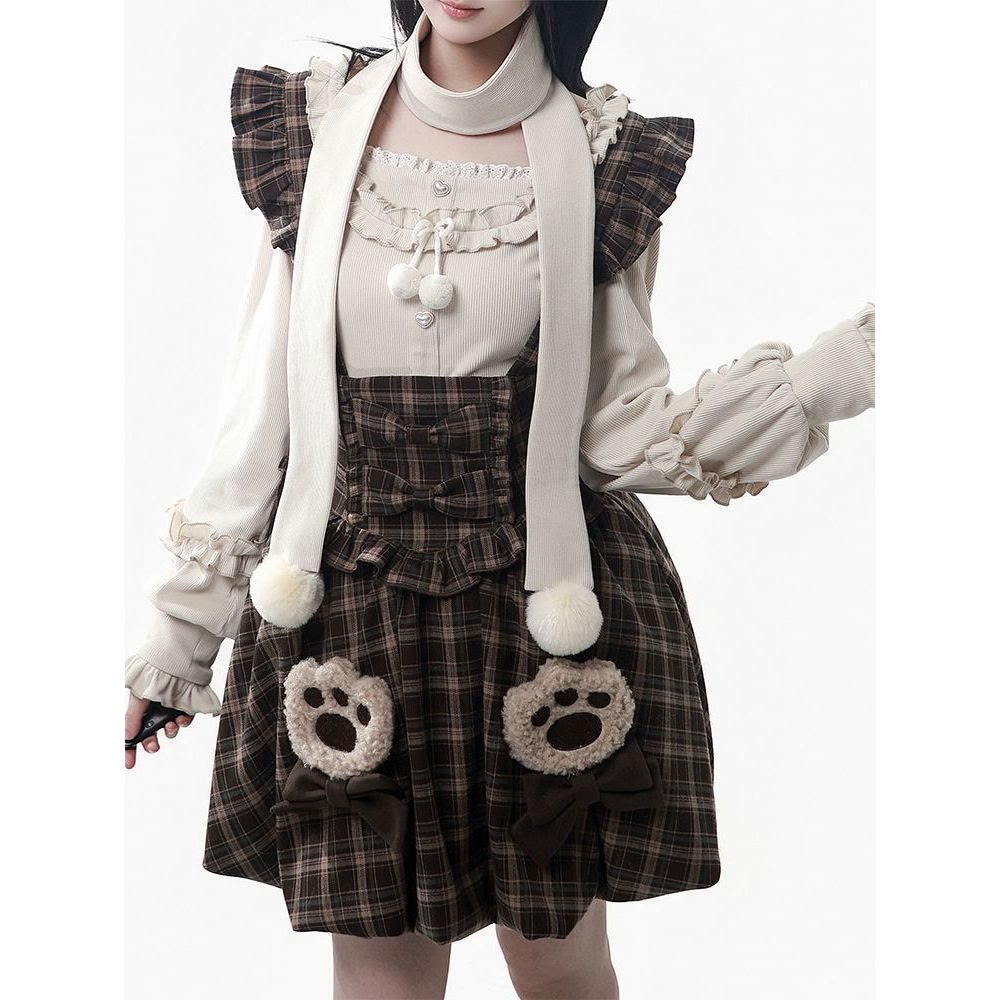 Knit Top and Balloon Bib Pants and Cape and Scarf Four Pieces Set - image 7