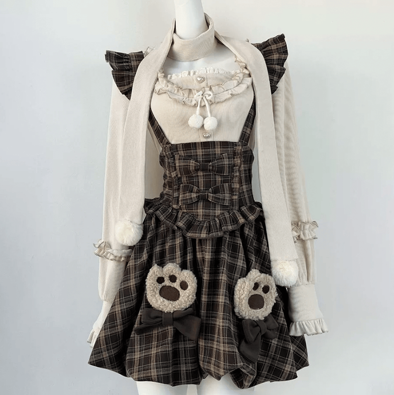 Knit Top and Balloon Bib Pants and Cape and Scarf Four Pieces Set - image 6