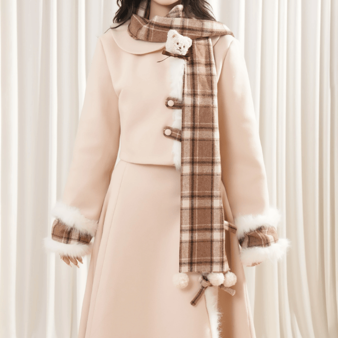 Chic Jacket and Skirt and Plaid Scarf Three Pieces Set - image 6