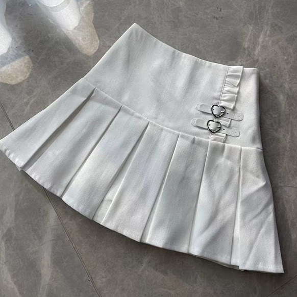 One-Shoulder Ruffle Sweater and Pleated Skirt Two Pieces Set - Skirt - XL - image 10