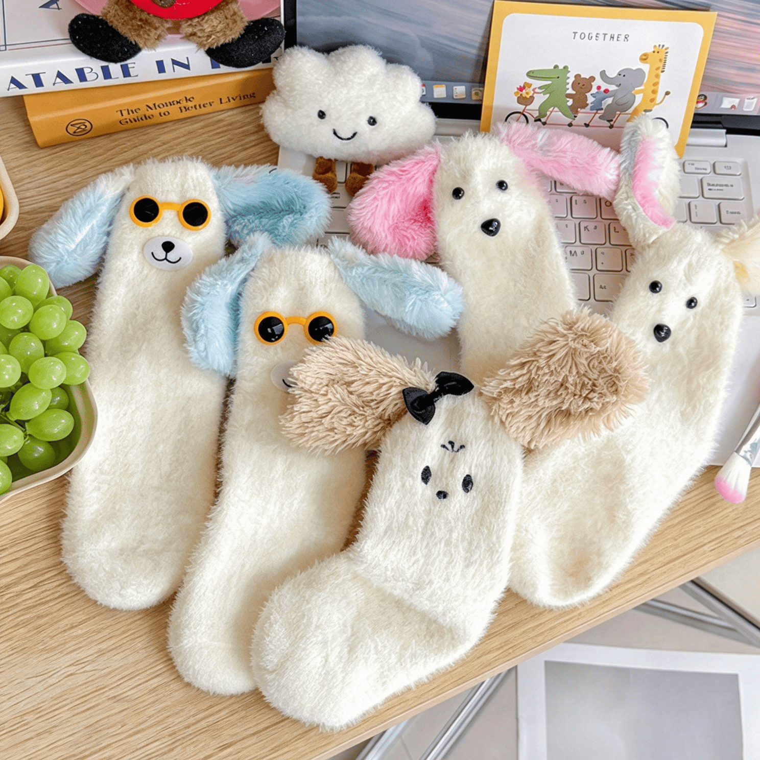 Cute Puppy Fleece-Lined Sleep Socks - image 1