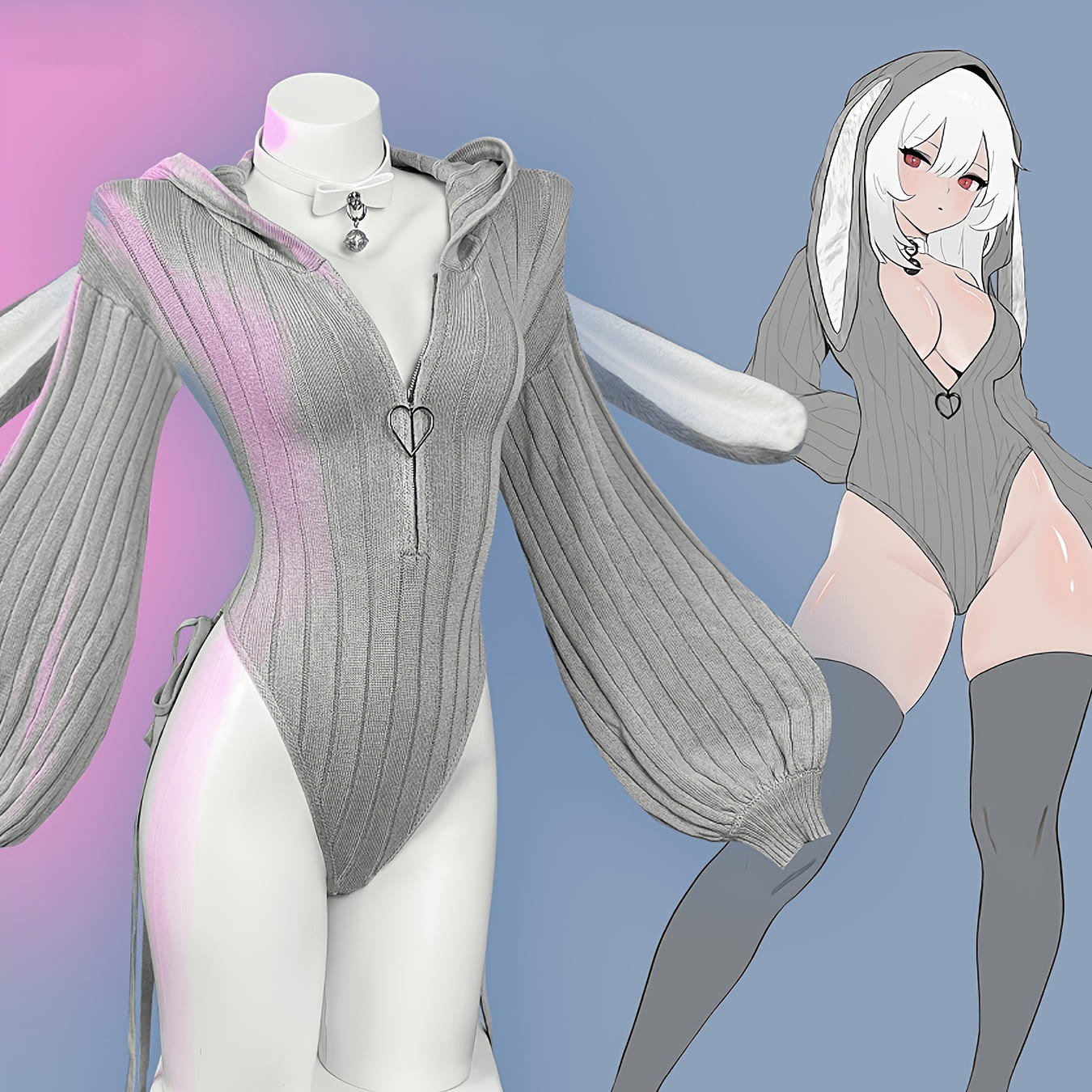 Bunny Girl Zip-Up Bodysuit Lingerie - image 2
