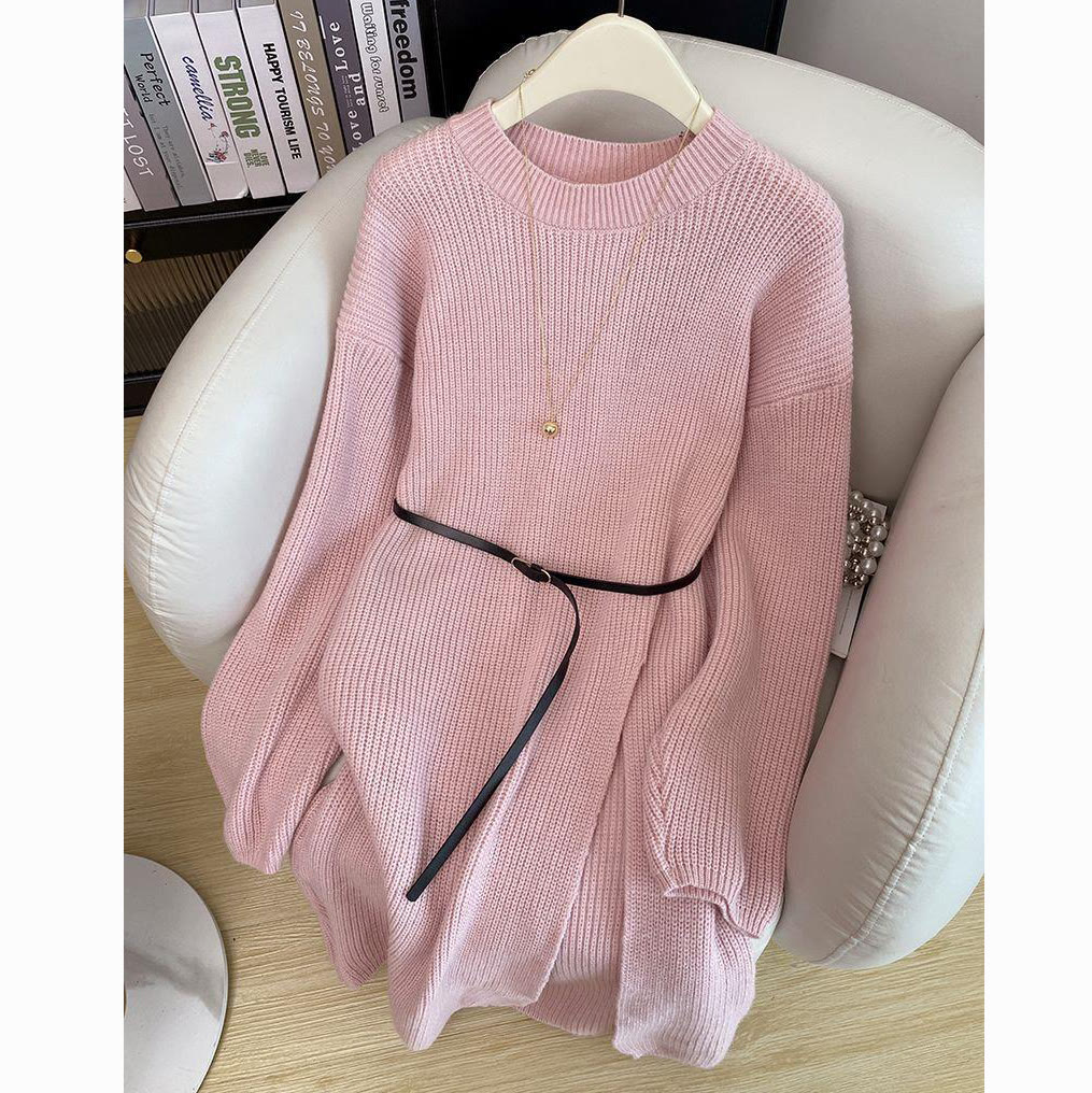 Vintage Knit Sweater Dress and Skirt Two Pieces Set - Pink Top - 3XL - image 5